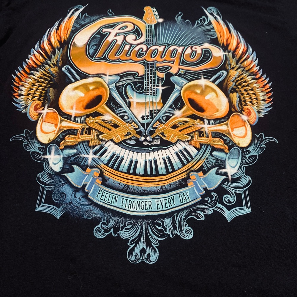 Chicago Band T-Shirt Mens Large Black 2022 Tour Graphic Cotton Rock Tee